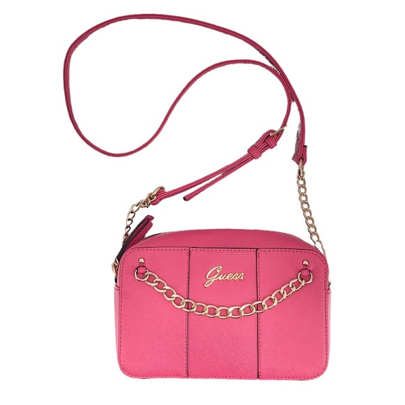 🚨Guess NWOT Womens Pink & Gold Zip Top Shoulder Bag Dust Bag Included - Picture 1 of 8